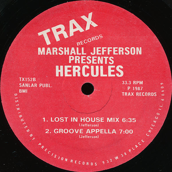 Marshall Jefferson Presents Hercules : Lost In The Groove (12")