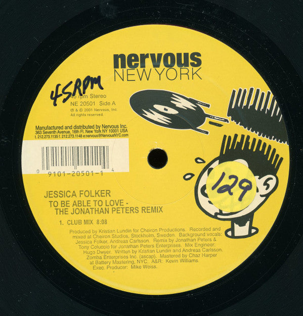 Jessica Folker* : To Be Able To Love (The Jonathan Peters Mixes) (12")