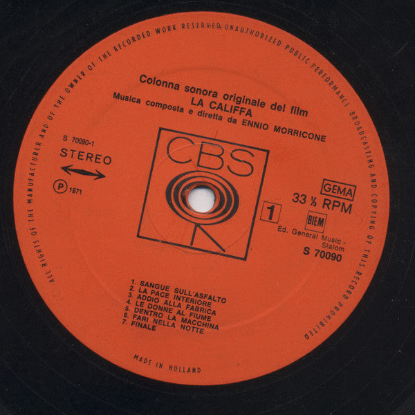 Ennio Morricone : La Califfa (Colonna Sonora Originale Del Film) (LP)