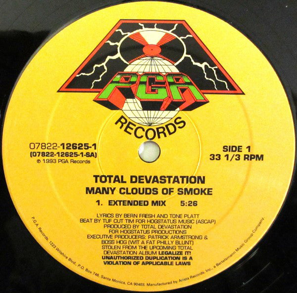 Total Devastation : Many Clouds Of Smoke (12")