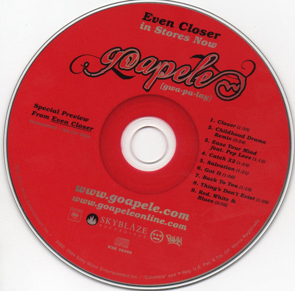Goapele : Even Closer (Sampler) (CD, Promo, Smplr)