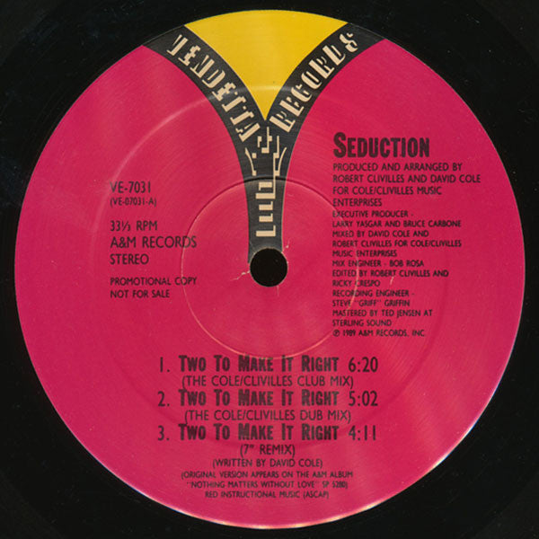 Seduction : Two To Make It Right (12", Promo, SRC)