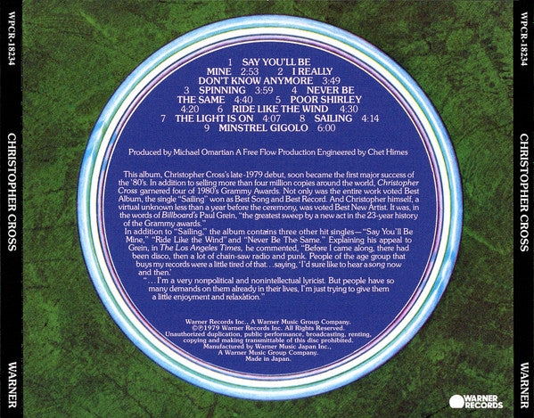Christopher Cross : Christopher Cross (CD, Album, Ltd, RE, RM, MQA)