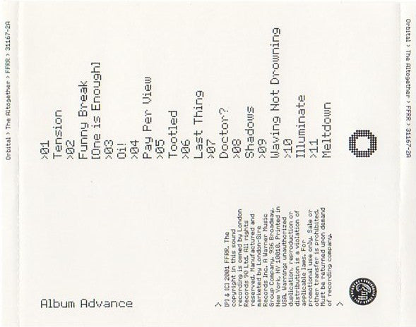 Orbital : The Altogether (CD, Advance, Album, Promo)