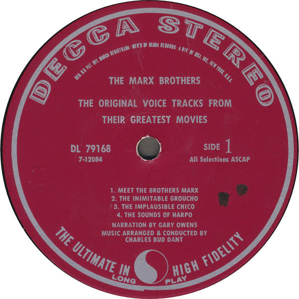 The Marx Brothers : The Original Voice Tracks From Their Greatest Movies (LP, Comp, Glo)