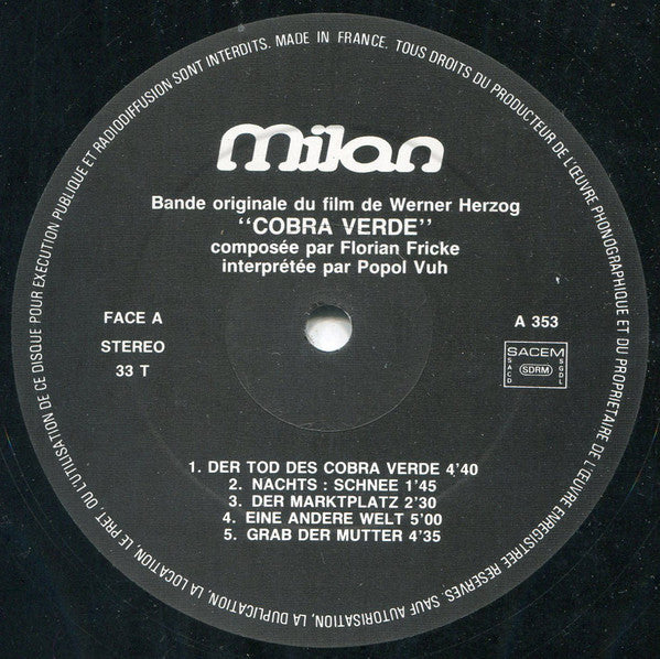 Popol Vuh : Cobra Verde (LP, Album)