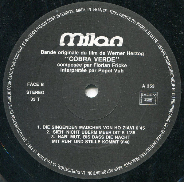 Popol Vuh : Cobra Verde (LP, Album)