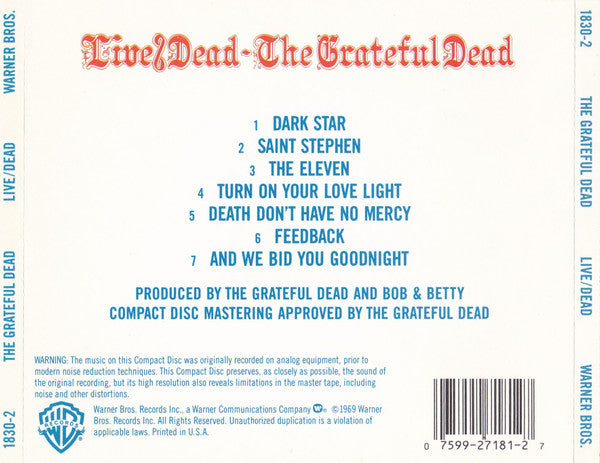 The Grateful Dead : Live/Dead (CD, Album, RE, RM, Spe)