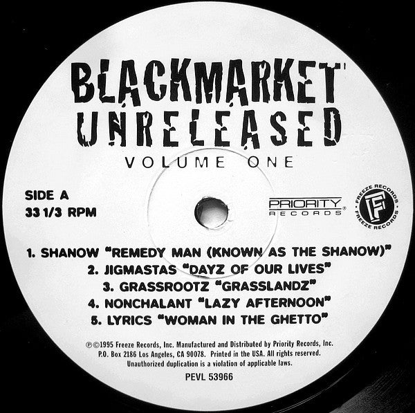 Various : Blackmarket Unreleased Volume One (LP, Comp)