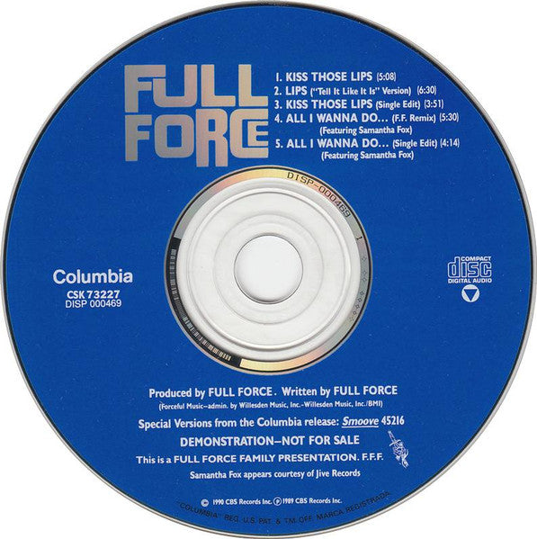 Full Force : Kiss Those Lips / All I Wanna Do (CD, Maxi, Promo)