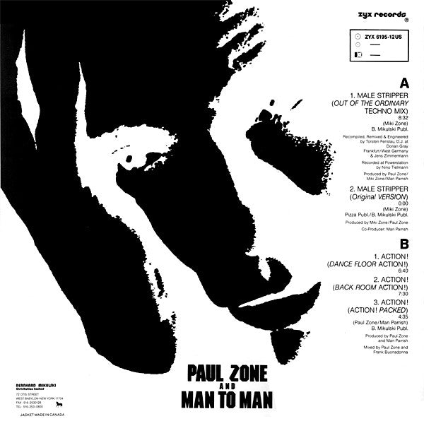 Paul Zone And Man To Man* Featuring Man Parrish : Male Stripper / Action! (12", Single)