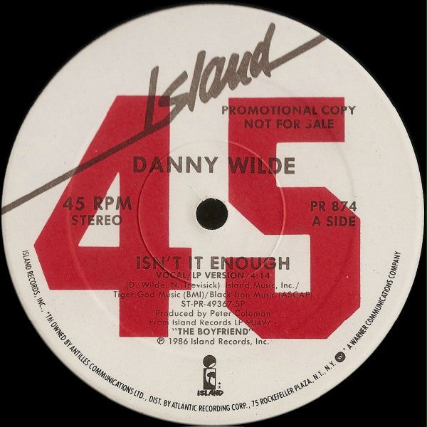 Danny Wilde : Isn't It Enough (12", Promo)