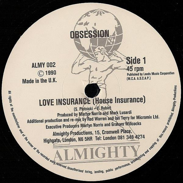 Obsession : Love Insurance (House & N.R.G. Mixes) (12")
