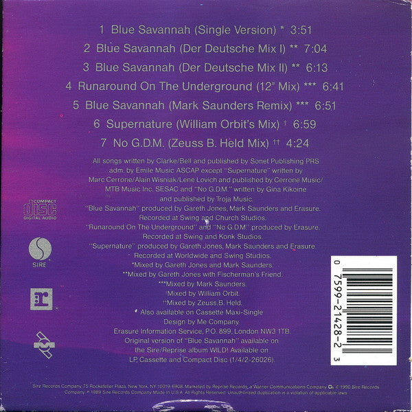 Erasure : Blue Savannah • Runaround On The Underground • Supernature • No G.D.M. (CD, Maxi, Pol)