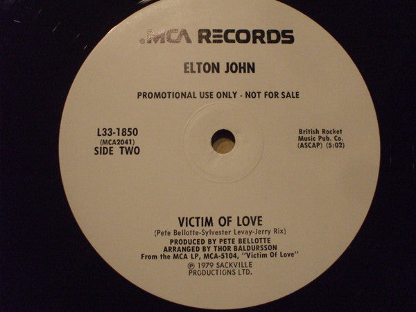 Elton John : Victim Of Love (12", Single, Promo)