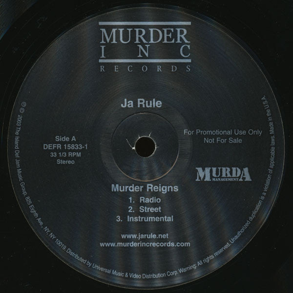 Ja Rule : Murder Reigns (12", Promo)