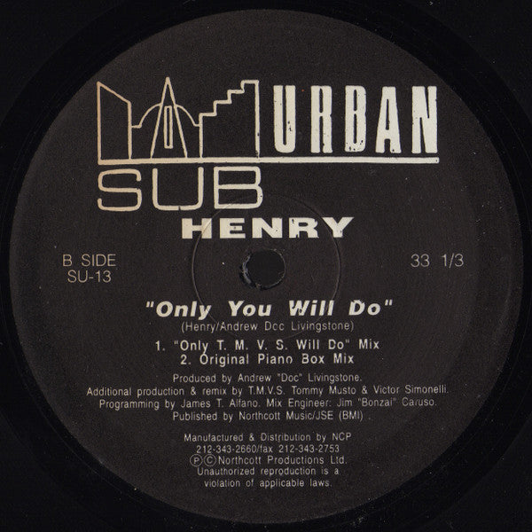 Henry : Only You Will Do (12")