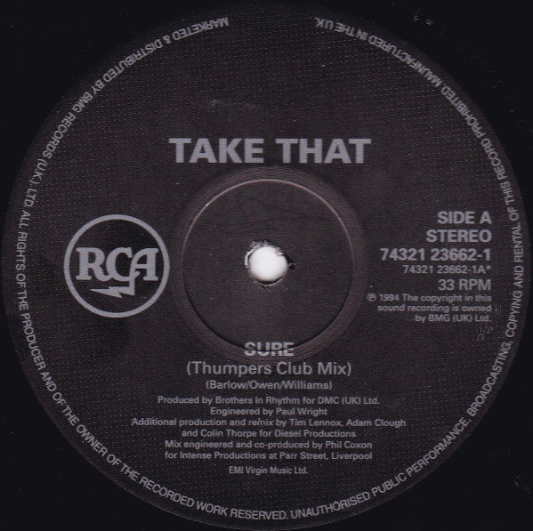 Take That : Sure (12", Single, Ltd, Tou)