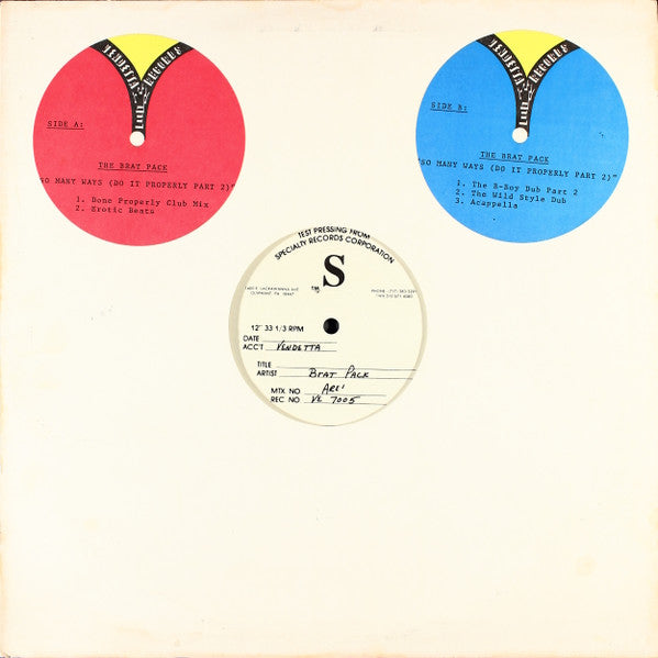The Brat Pack : So Many Ways (Do It Properly Part II) (12", Single, TP)