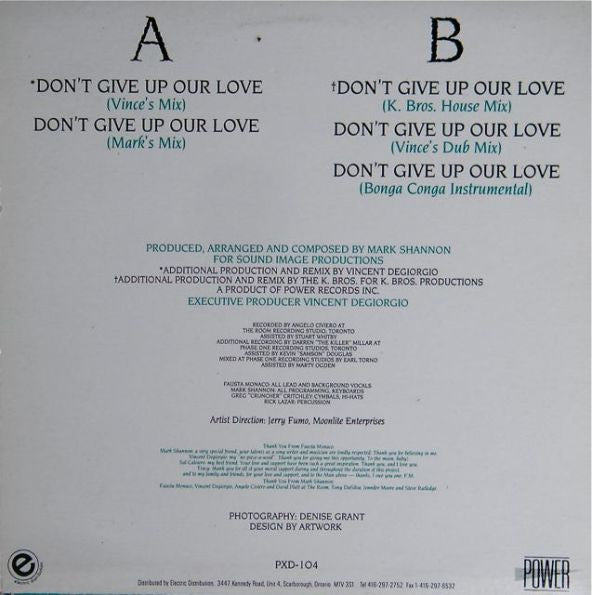 Fausta Monaco : Don't Give Up Our Love (12")