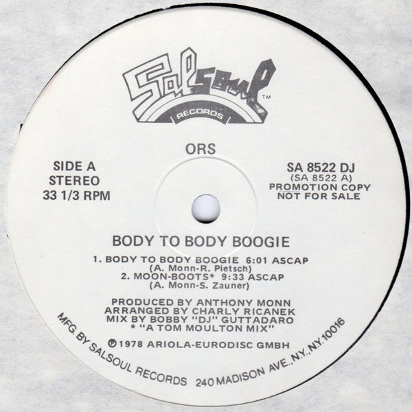 ORS (Orlando Riva Sound)* : Body To Body Boogie (LP, Album, Promo)