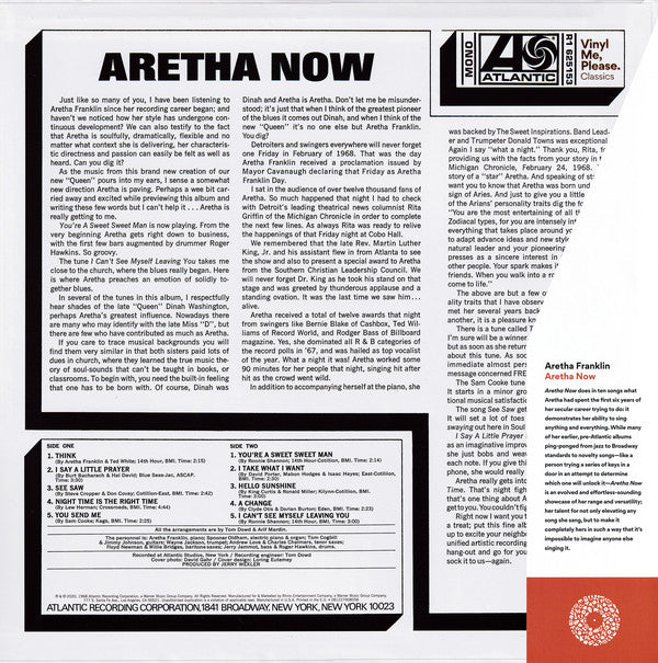 Aretha Franklin : Aretha Now (LP, Album, Mono, Club, RE, RM, 180)