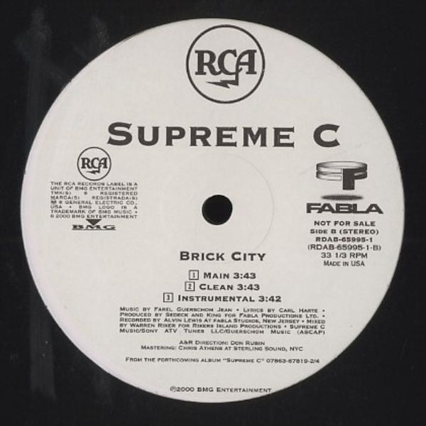 Supreme C : Brick City / On My Block (12", Promo)