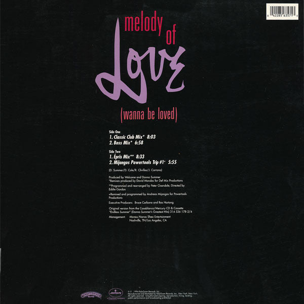 Donna Summer : Melody Of Love (Wanna Be Loved) (12", Single)