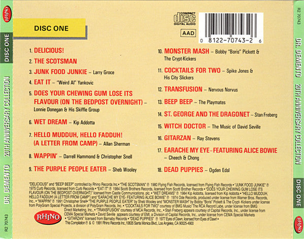 Various : Dr. Demento 20th Anniversary Collection: The Greatest Novelty Records Of All Time (2xCD, Comp)