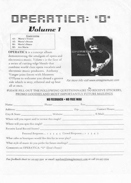 Operatica : "O" - Volume 1 (12", W/Lbl)
