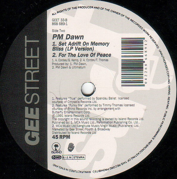 P.M. Dawn : Set Adrift On Memory Bliss (12")