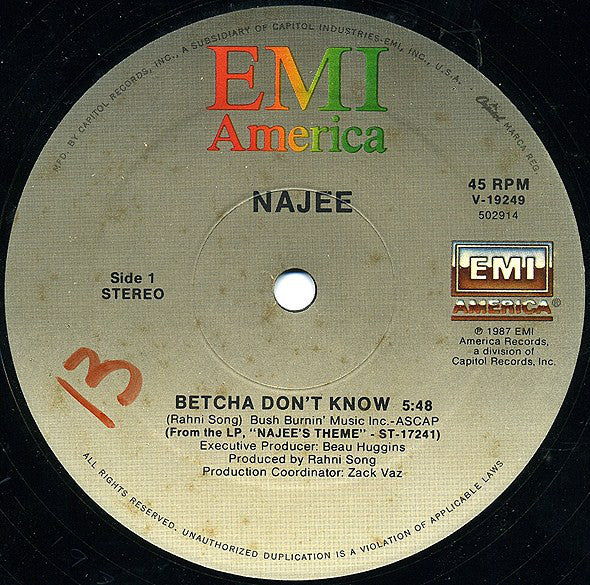 Najee : Betcha Don't Know (Remix) (12")