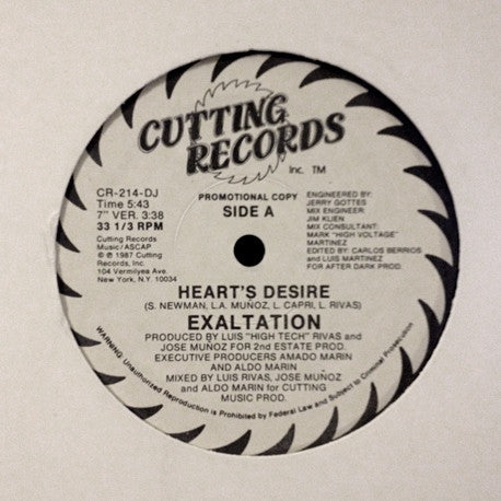 Exaltation : Heart's Desire (12", Promo)