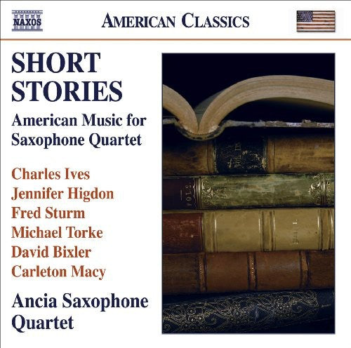 the album cover for Ancia Saxophone Quartet - Short Stories: American Music for Saxophone Quartet
