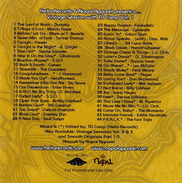 TD Camp* : Vintage Session With TD Camp Vol. 1 (CDr, Mixtape, Promo)