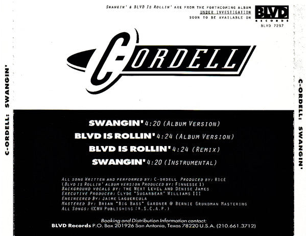 C-Ordell : Swangin' (CD, Single)