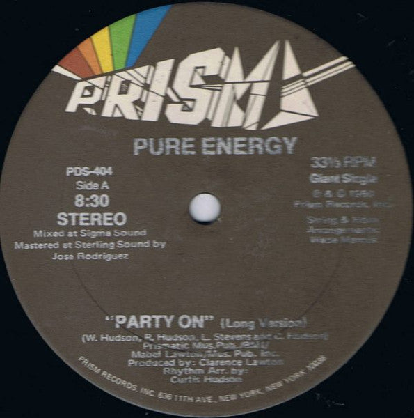 Pure Energy : Party On (12", Single)