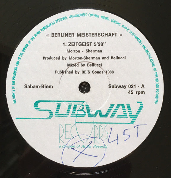 Berliner Meisterschaft : Zeitgeist (12")