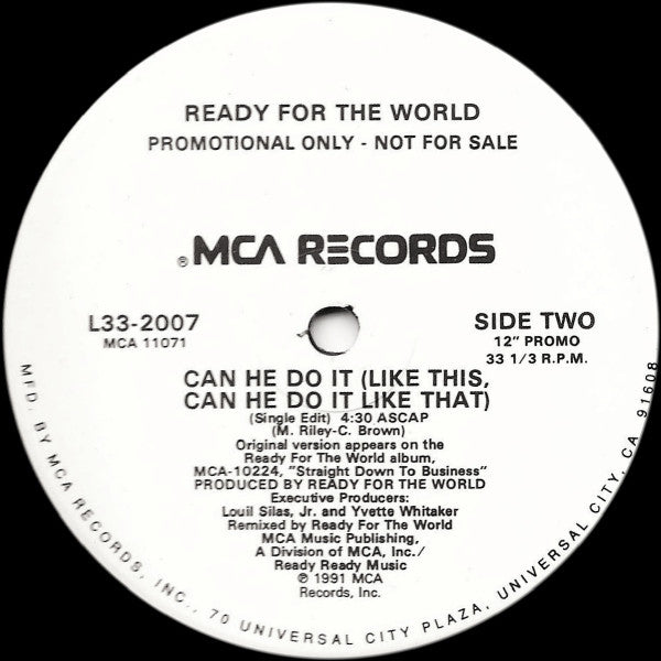 Ready For The World : Can He Do It (Like This, Can He Do It Like That) (12", Promo)