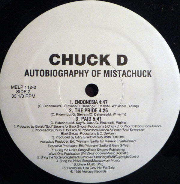 Chuck D : Autobiography Of Mistachuck (2xLP, Album, Promo)