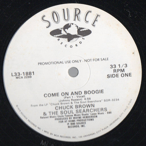 Chuck Brown & The Soul Searchers : Come On And Boogie (12", Promo)