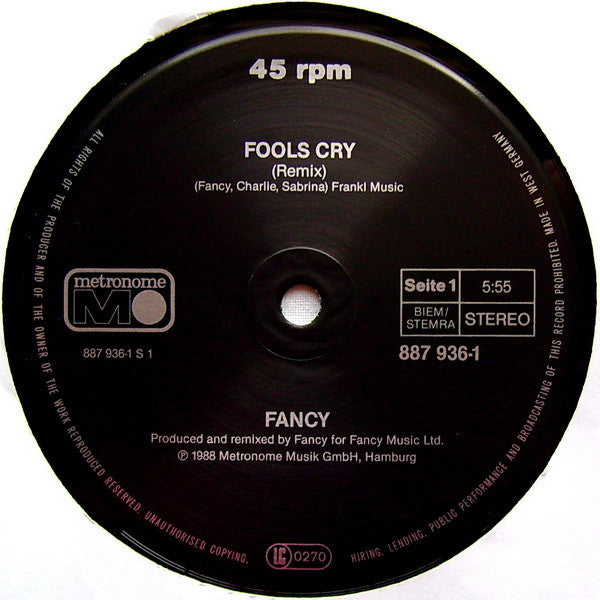 Fancy : Fools Cry (Remix) (12", Maxi)