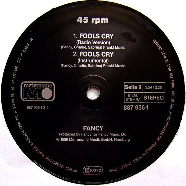 Fancy : Fools Cry (Remix) (12", Maxi)