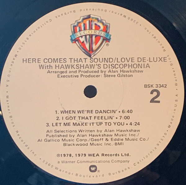 Love De-Luxe With Hawkshaw's Discophonia : Here Comes That Sound (LP, Album, Win)