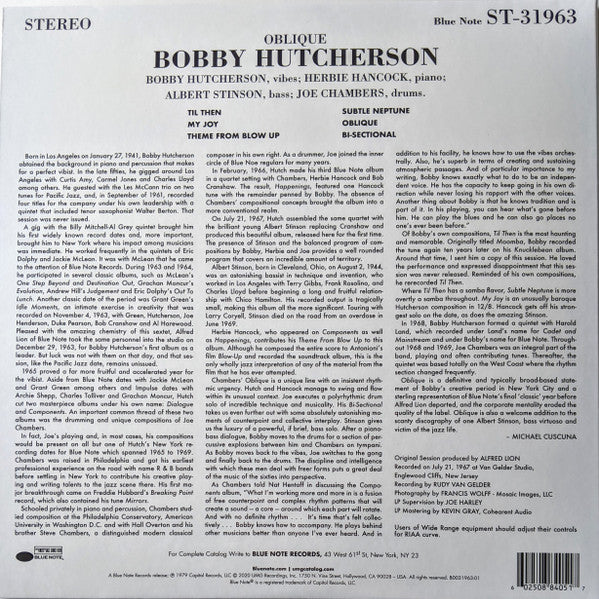 Bobby Hutcherson : Oblique (LP, Album, RE, 180)