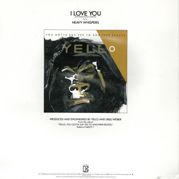 Yello : I Love You (Extended Dance Version) (12", Single, AR )