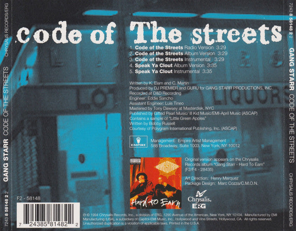 Gang Starr : Code Of The Streets (CD, Maxi)