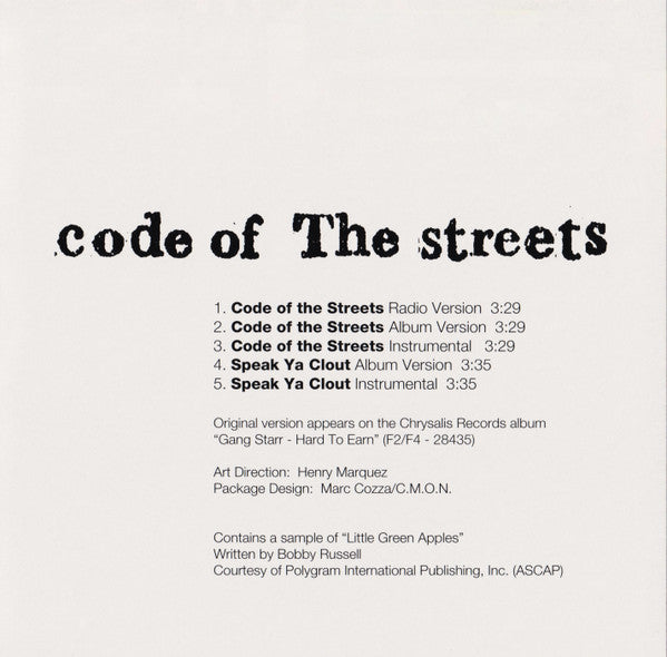 Gang Starr : Code Of The Streets (CD, Maxi)