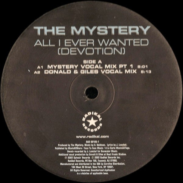 The Mystery : All I Ever Wanted (Devotion) (12")