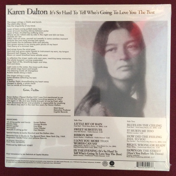 Karen Dalton : It's So Hard To Tell Who's Going To Love You The Best (LP, Album, RSD, Ltd, RE, RM, 180)